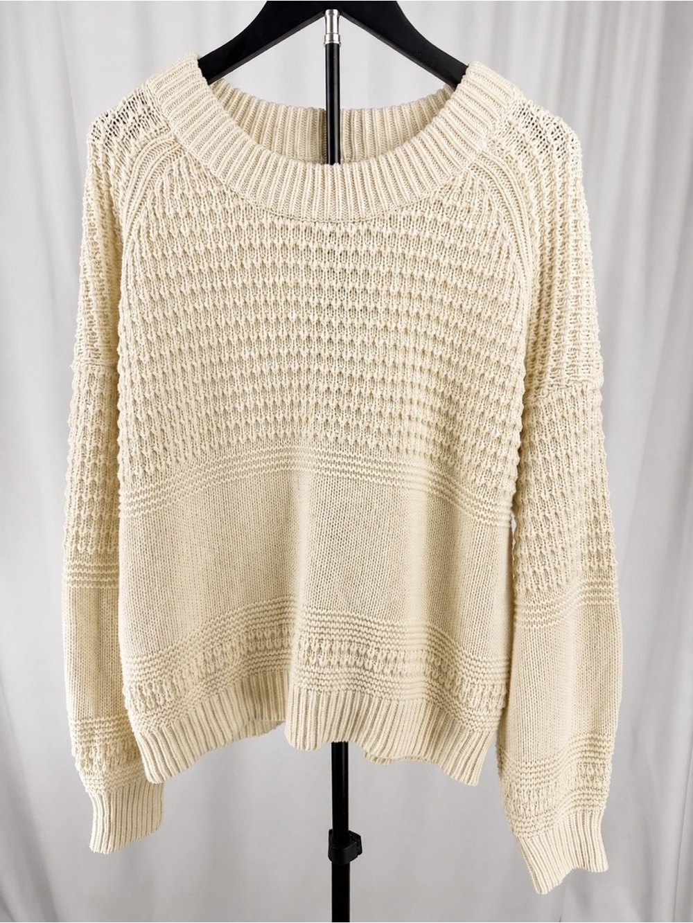 Universal Thread Cream Mixed-Knit Crewneck Sweater